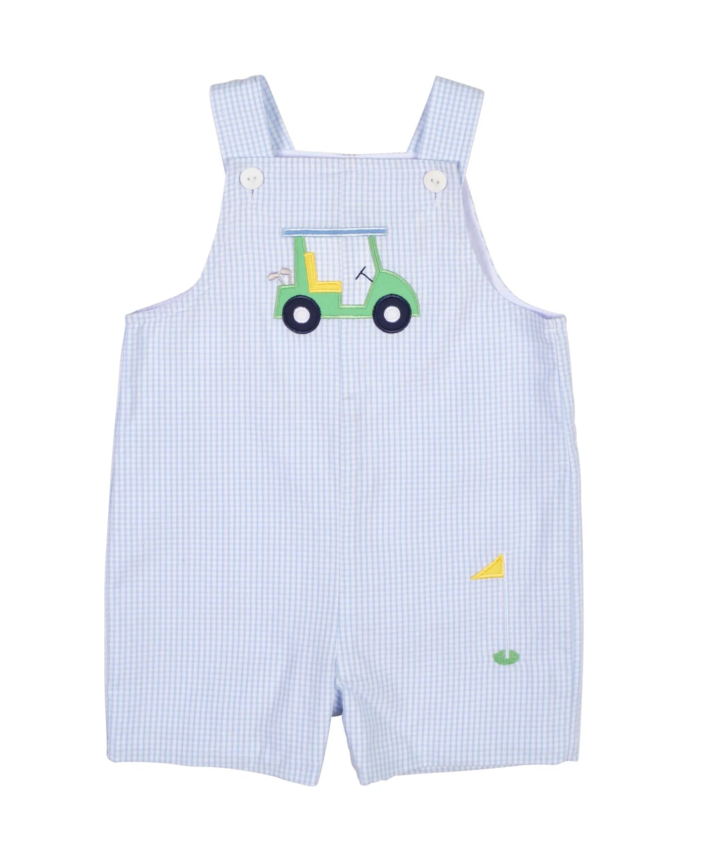Florence Eiseman Check Seersucker Shortall With Golf Cart