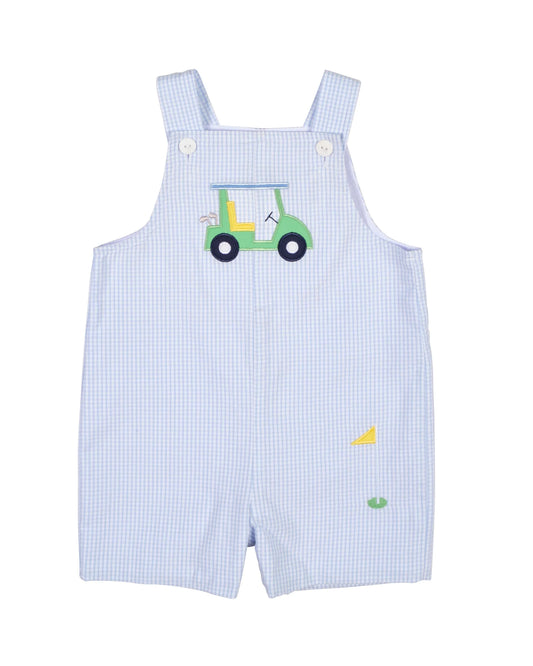 Florence Eiseman Check Seersucker Shortall With Golf Cart