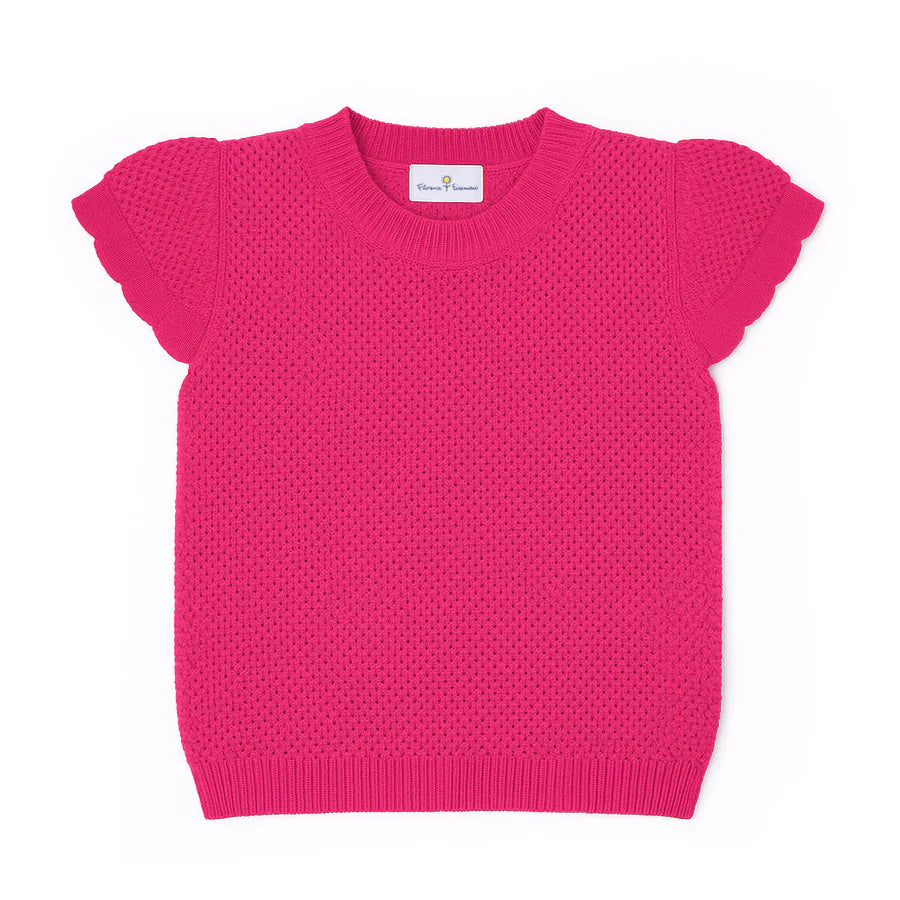 Florence Eiseman Short Sleeve Sweater With Scallop Edges 