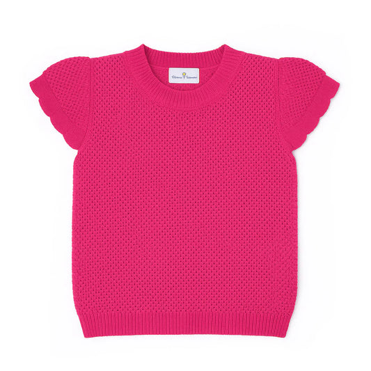Florence Eiseman Short Sleeve Sweater With Scallop Edges 
