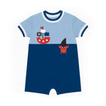 Florence Eiseman Knit Shortall With Pirate Ship and Crab