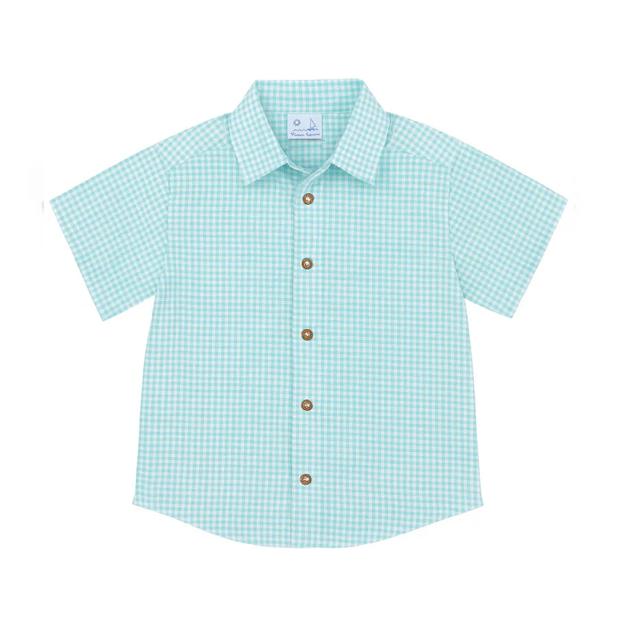 Florence Eiseman Gingham Linen Look Camp Shirt