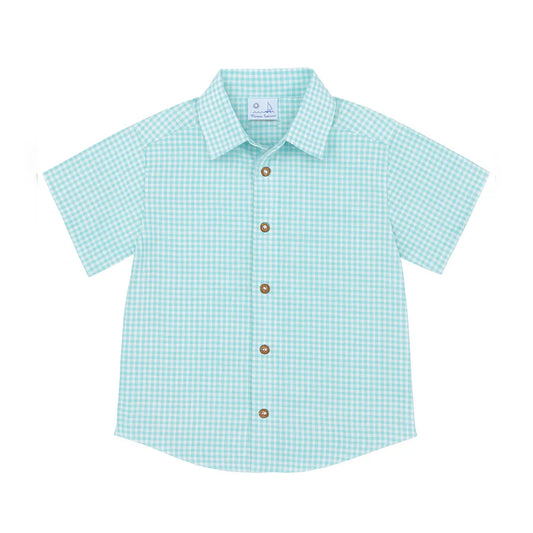 Florence Eiseman Gingham Linen Look Camp Shirt