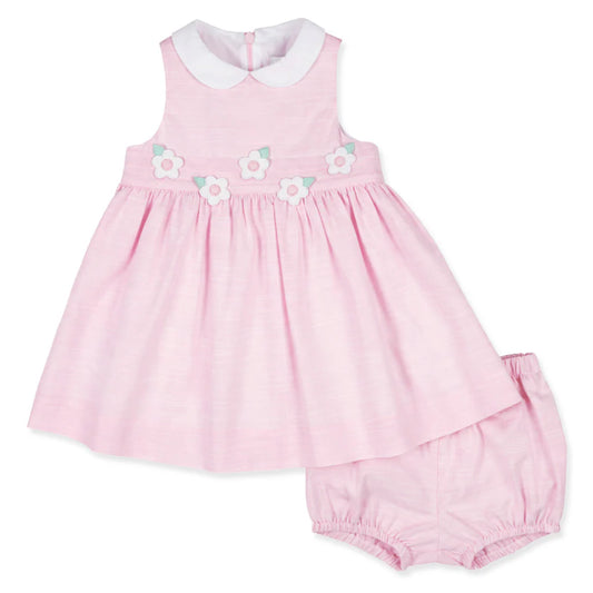 Florence Eiseman Linen-Look Dress and Bloomers With Flowers