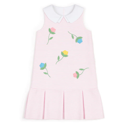 Florence Eiseman Stripe Pique Dress With Tulips