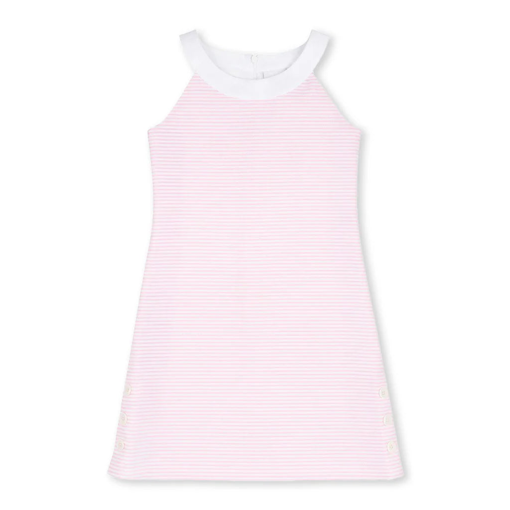 Florence Eiseman Stripe Pique Dress With Side Buttons