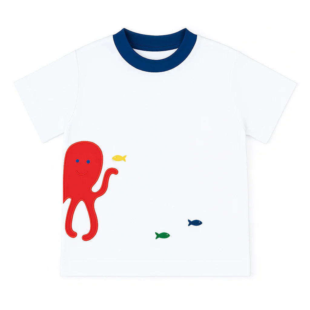 Florence Eiseman Knit Shirt With Octopus And Fish