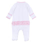 Santa Baby Embroidered Baby's First Christmas Ruffle Footie- Pink