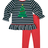 Florence Eiseman Stripe Knit Tunic With Xmas Tree and Leggings