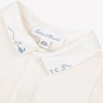 Tartine et Chocolat Pointed Collar Embroidered Bodysuit- Ecru