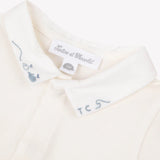 Tartine et Chocolat Pointed Collar Embroidered Bodysuit- Ecru