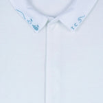 Tartine et Chocolat Pointed Collar Embroidered Bodysuit- Sky Blue