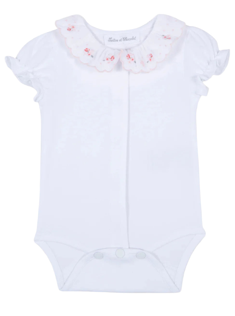 Tartine et Chocolat Floral Embroidered Bodysuit- White