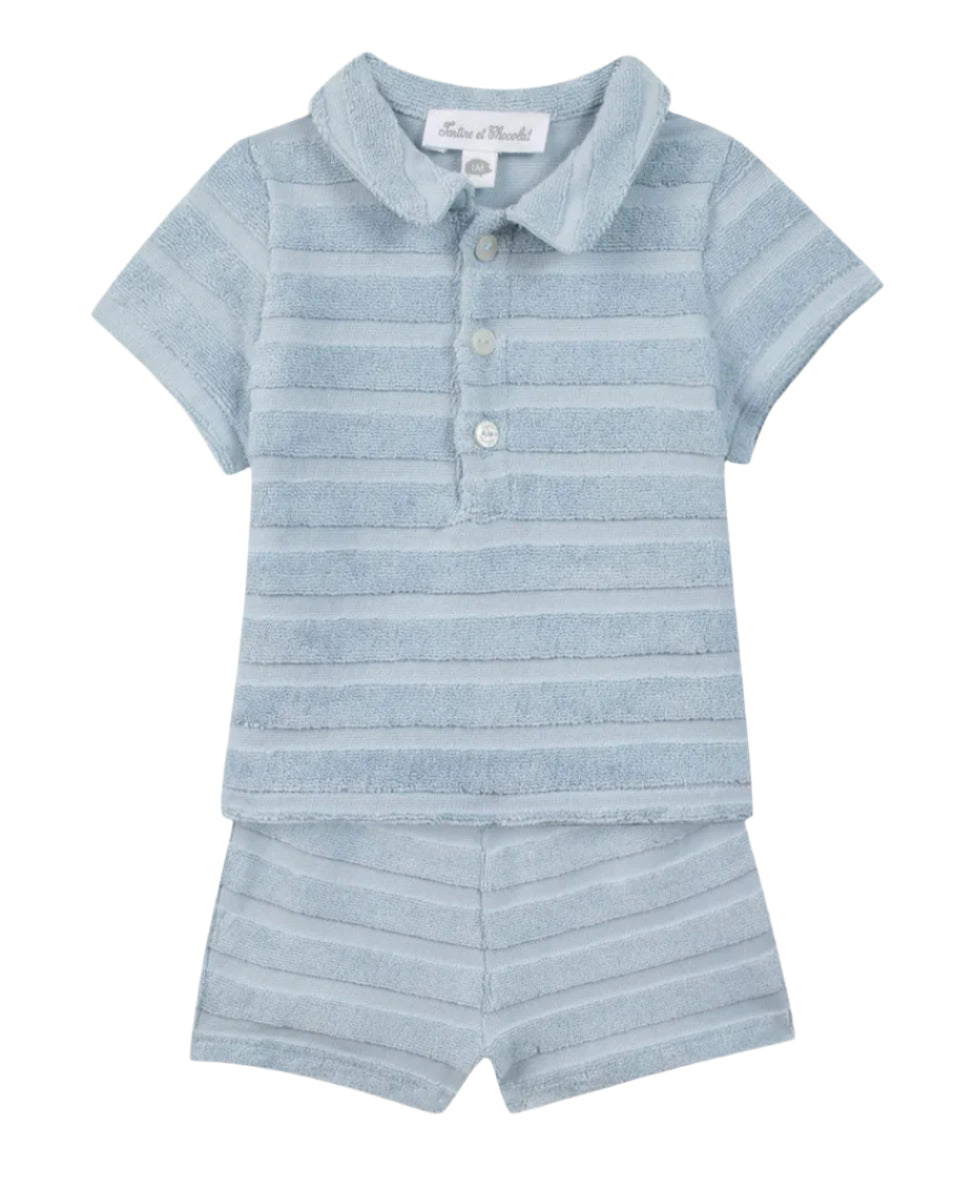 Tartine et Chocolat Boy's Blue Stripe Short Set