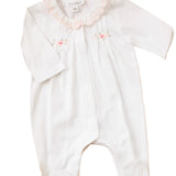 Tartine et Chocolat Floral Embroidered Footie- White