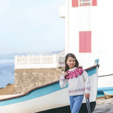 Pink and Ecru Jacquard Sweater