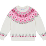 Pink and Ecru Jacquard Sweater