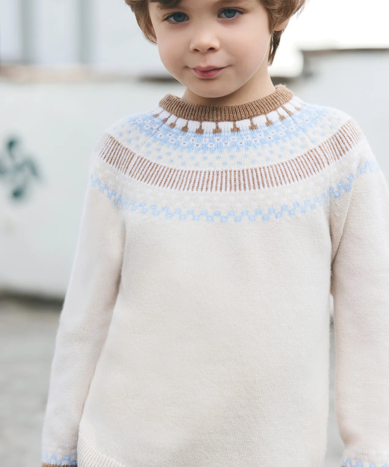 Beige Jacquard Sweater