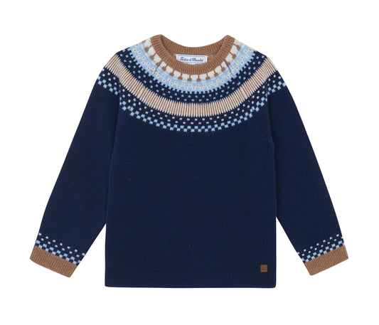 Tartine et Chocolat Navy Jacquard Sweater