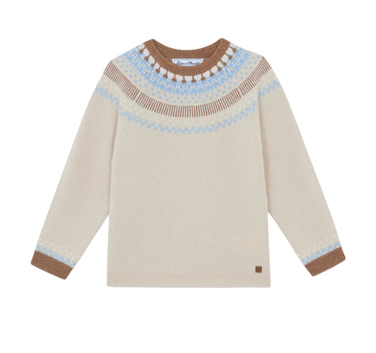 Beige Jacquard Sweater