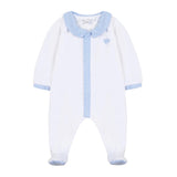 Tartine et Chocolat White and Blue Gingham Footie