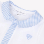 Tartine et Chocolat White and Blue Gingham Footie