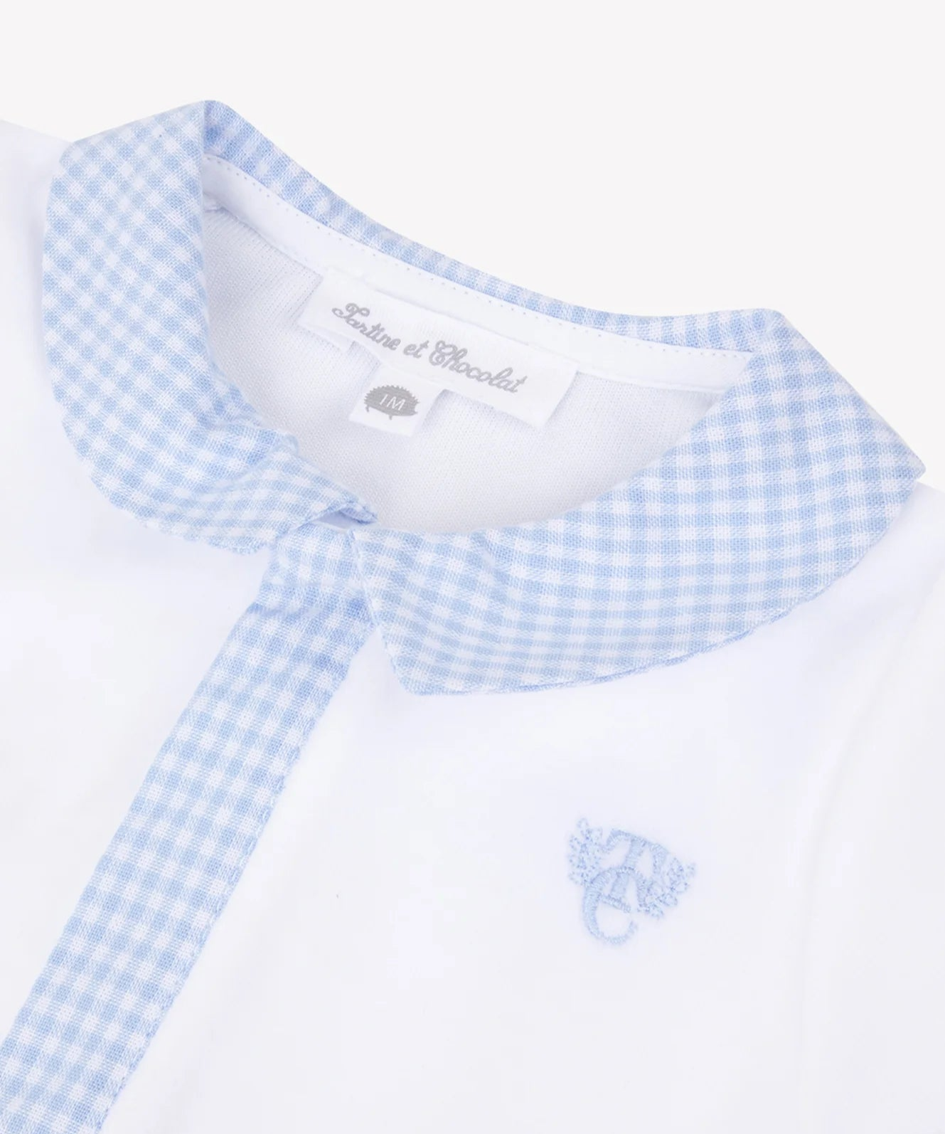 Tartine et Chocolat White and Blue Gingham Footie