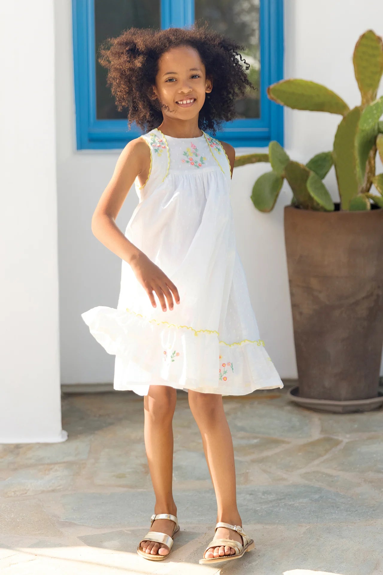 White Cotton Plumetis Dress