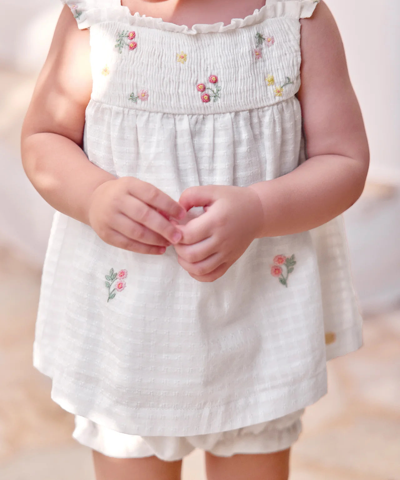 White Smocked Short Outfit