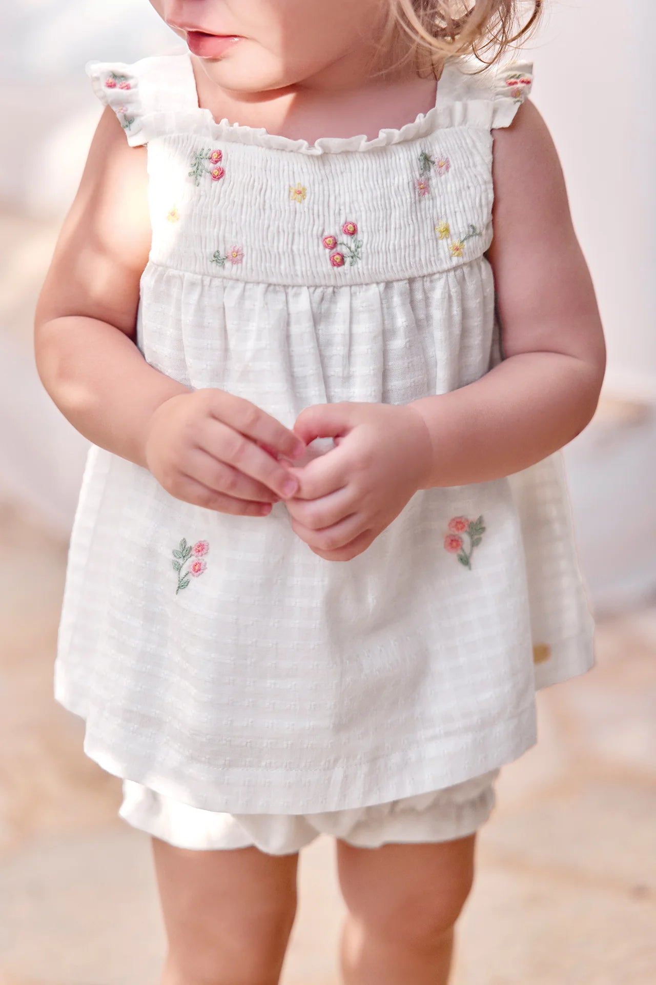 White Smocked Short Outfit