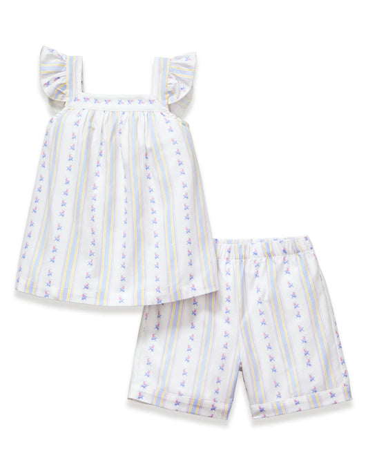 Petite Plume Cottage Stripe Twill Clara Short Set