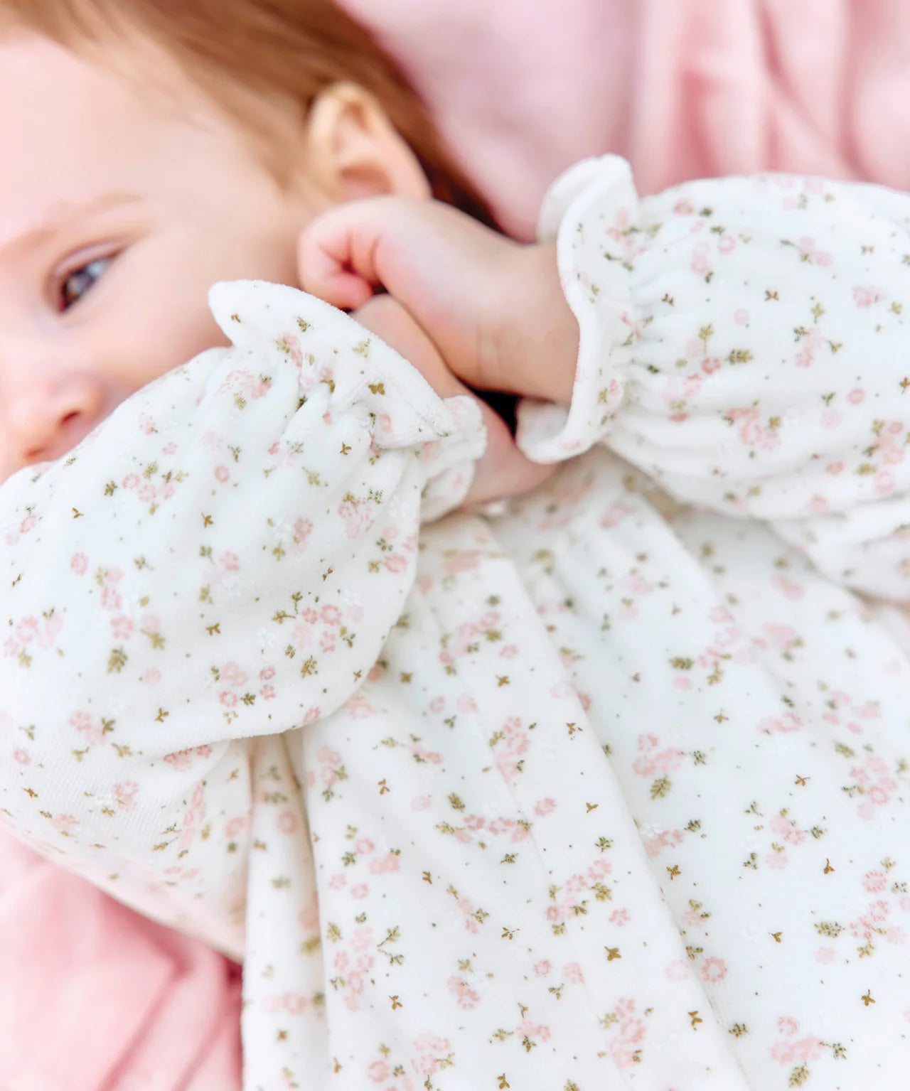 Tartine et Chocolat Ecru Floral Ruffled Collar Footie