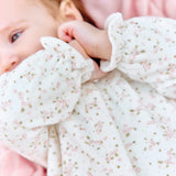 Tartine et Chocolat Ecru Floral Ruffled Collar Footie