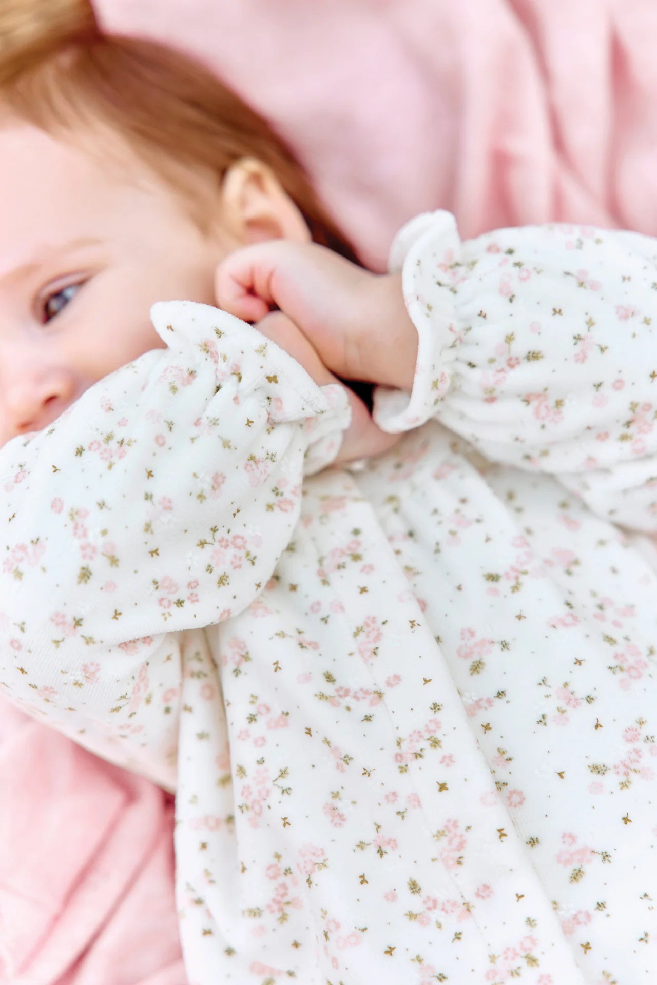Tartine et Chocolat Ecru Floral Ruffled Collar Footie