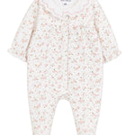 Tartine et Chocolat Ecru Floral Ruffled Collar Footie