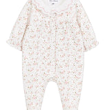 Tartine et Chocolat Ecru Floral Ruffled Collar Footie