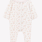Tartine et Chocolat Ecru Floral Ruffled Collar Footie