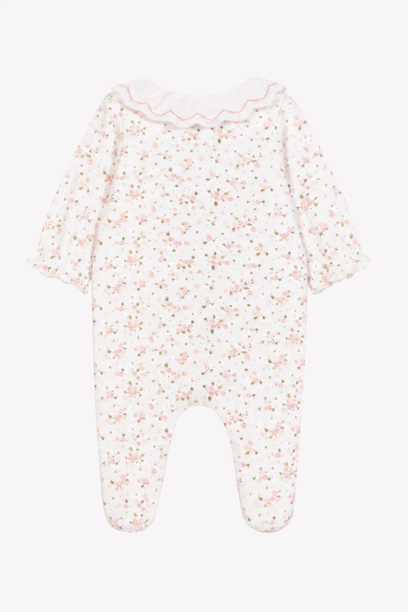 Tartine et Chocolat Ecru Floral Ruffled Collar Footie