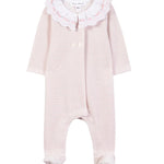 Tartine et Chocolat Pale Pink Velvet Striped Footie