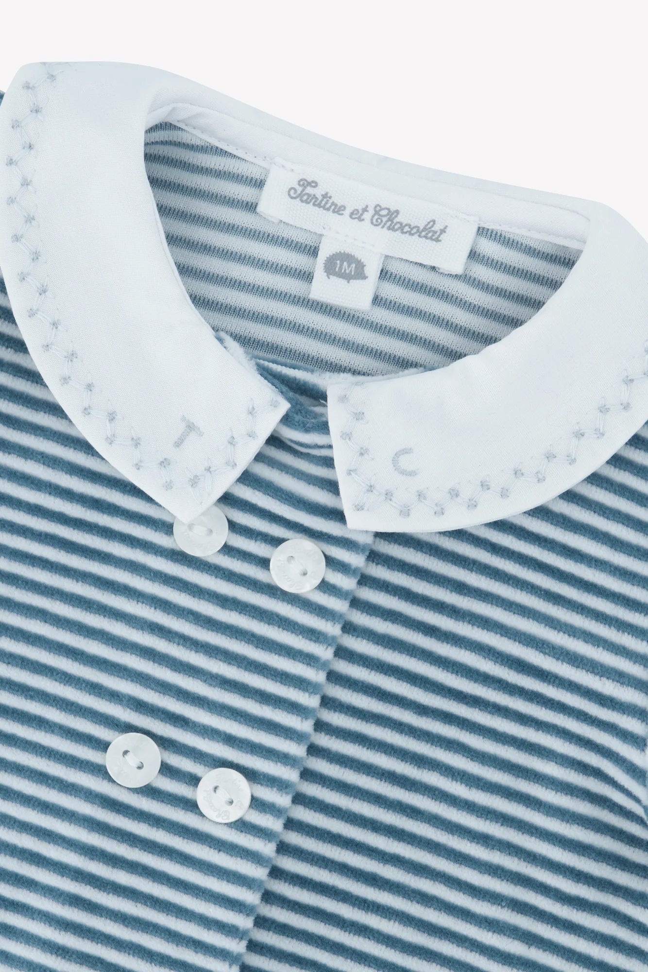 Tartine et Chocolat Blue Storm Striped Footie