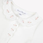 Tartine et Chocolat Ecru Velvet Scalloped Footie