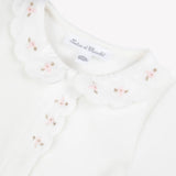 Tartine et Chocolat Ecru Velvet Scalloped Footie