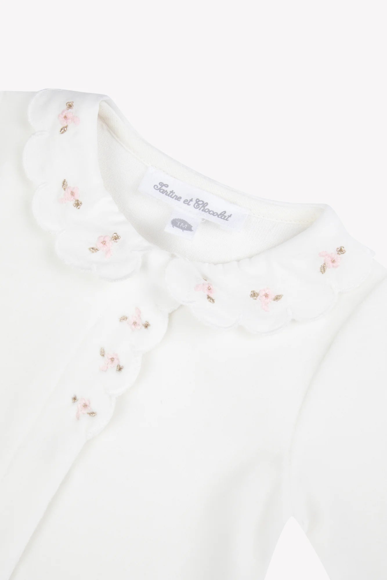 Tartine et Chocolat Ecru Velvet Scalloped Footie