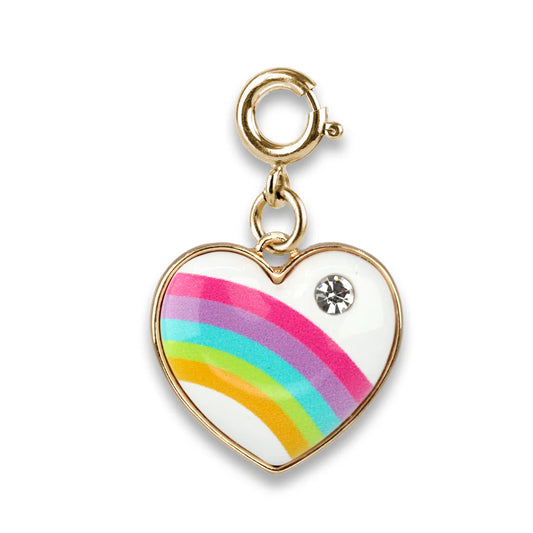 CHARM IT! Gold Puffed Rainbow Heart Charm