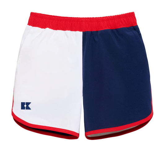 Courtside Kids Red, White, and Navy Block Retro Super Short