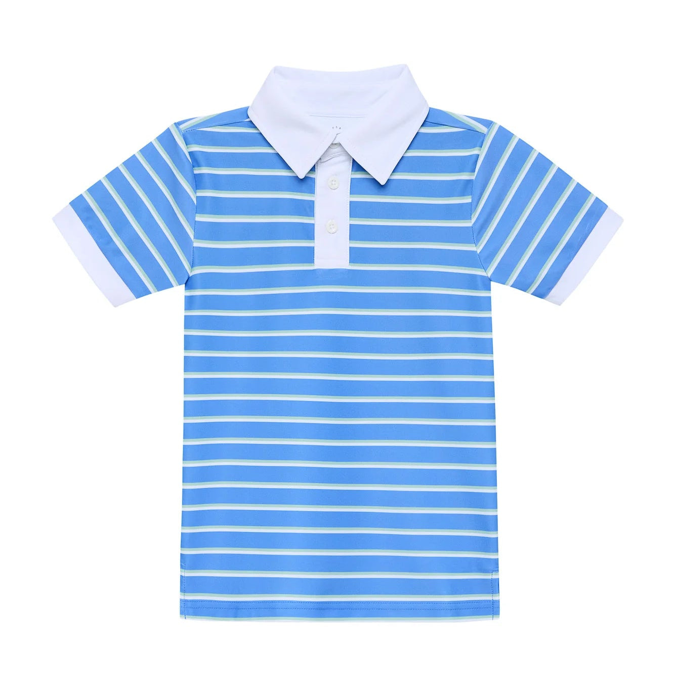 Courtside Kids Sky Blue Baseline Stripe Polo Shirt