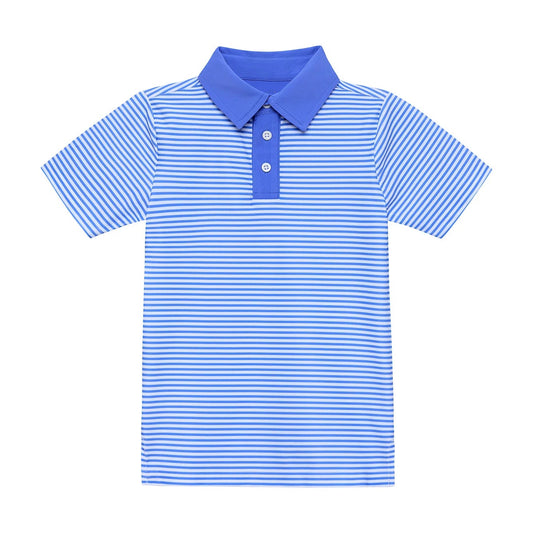Courtside Kids Sky Blue Thin Stripe Polo Shirt