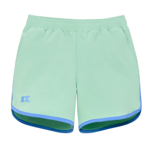 Courtside Kids Palm Green Retro Super Short With Sky Blue Piping