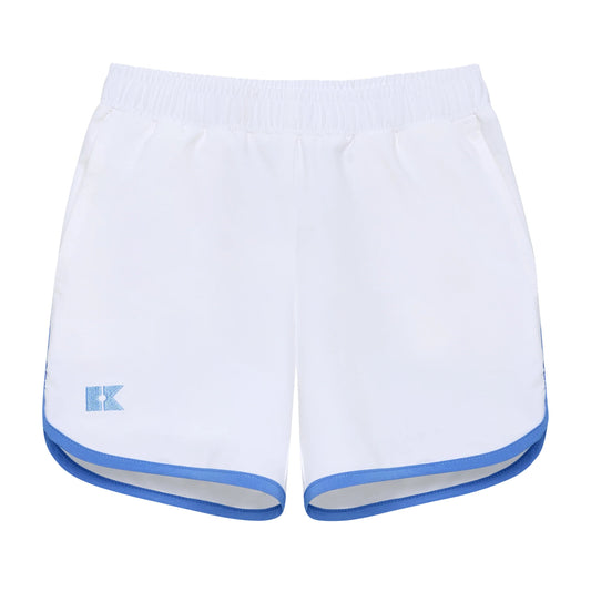 Courtside Kids White Retro Super Short With Sky Blue Piping