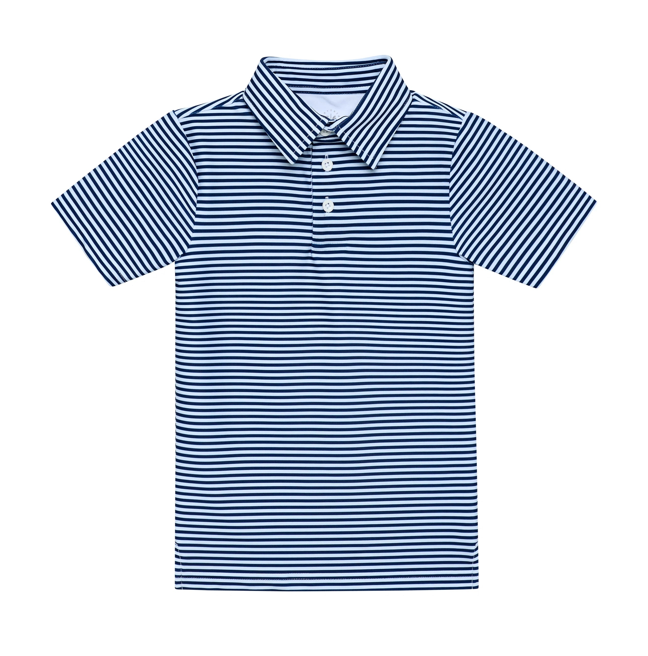 Courtside Kids Navy and White Thin Stripe Polo Shirt